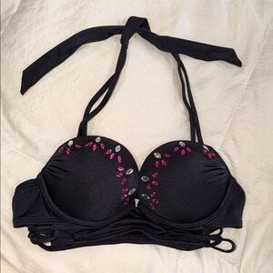 Victoria's Secret Bombshell Black Bikini Top with Pink Accents